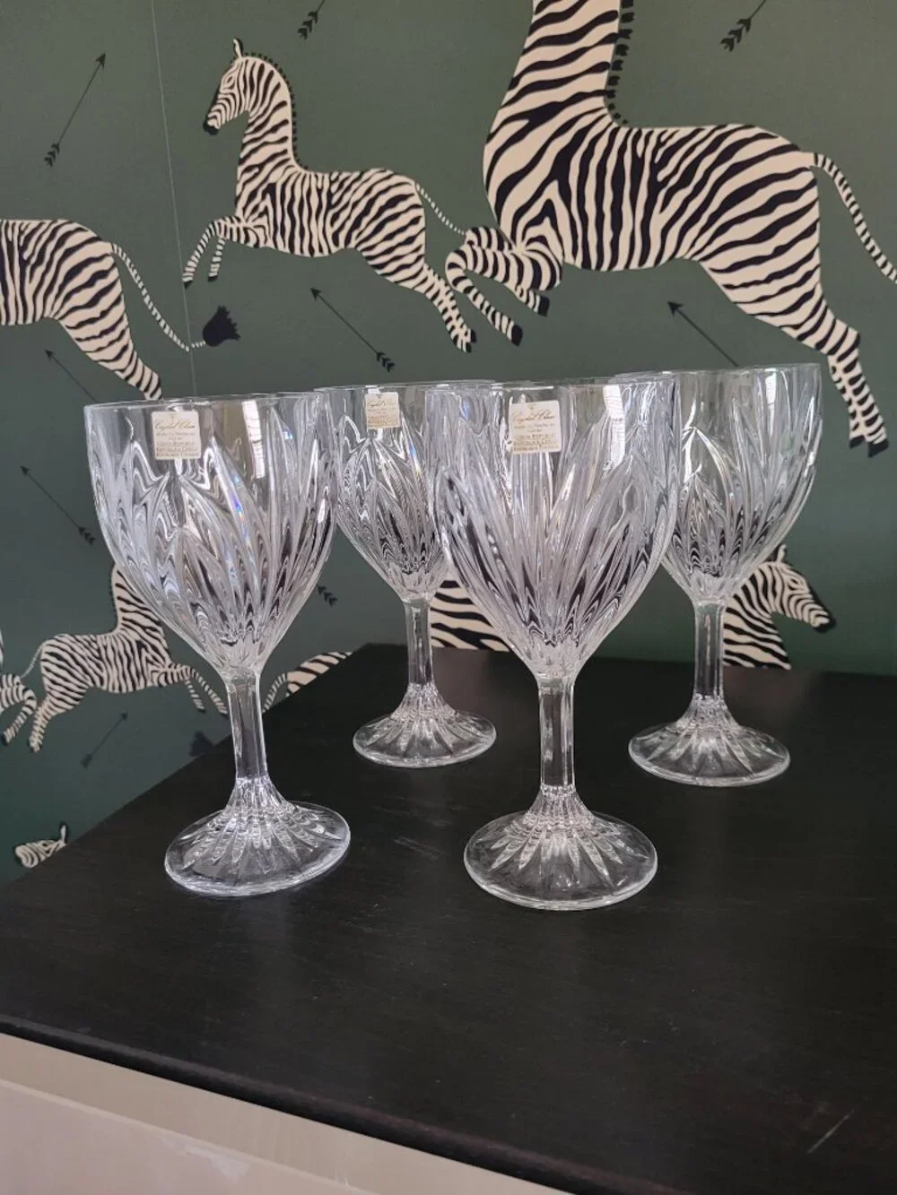 Vintage BOHEMIA Crystal Glasses Goblets 
